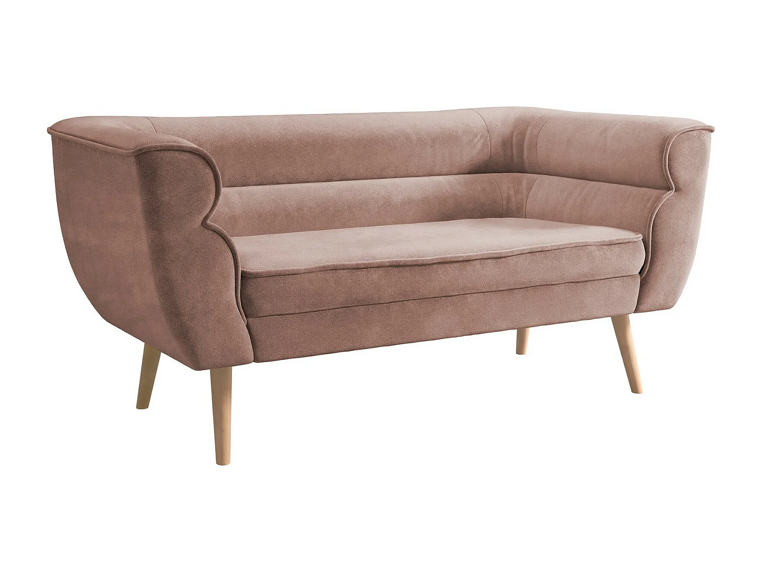 Canapé Glenview 101, Rose, 142x74x76cm, Tapisserie, Pieds: Bois
