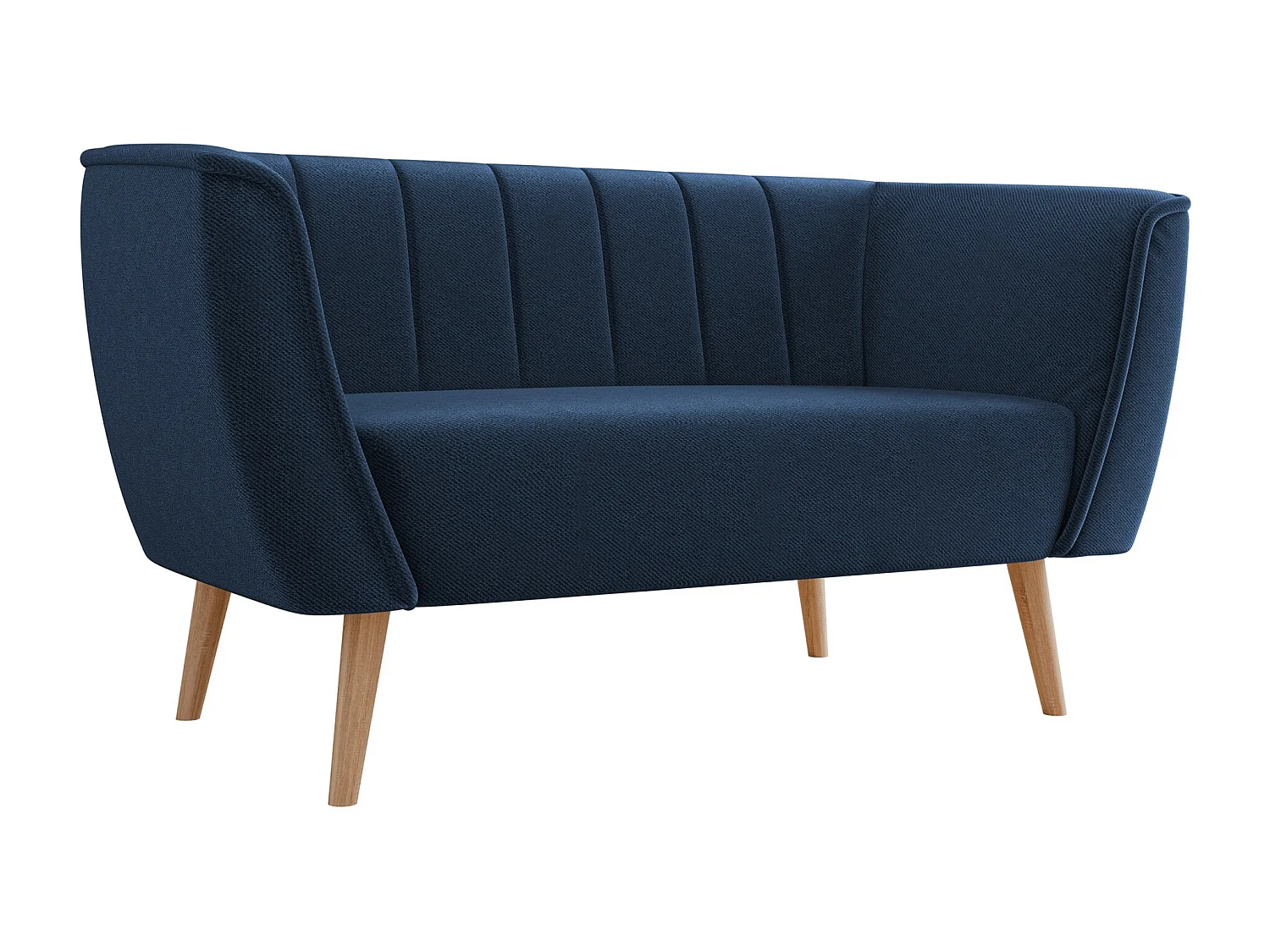 Canapé Glenview 104, Bleu, 142x74x75cm, Tapisserie, Pieds: Bois