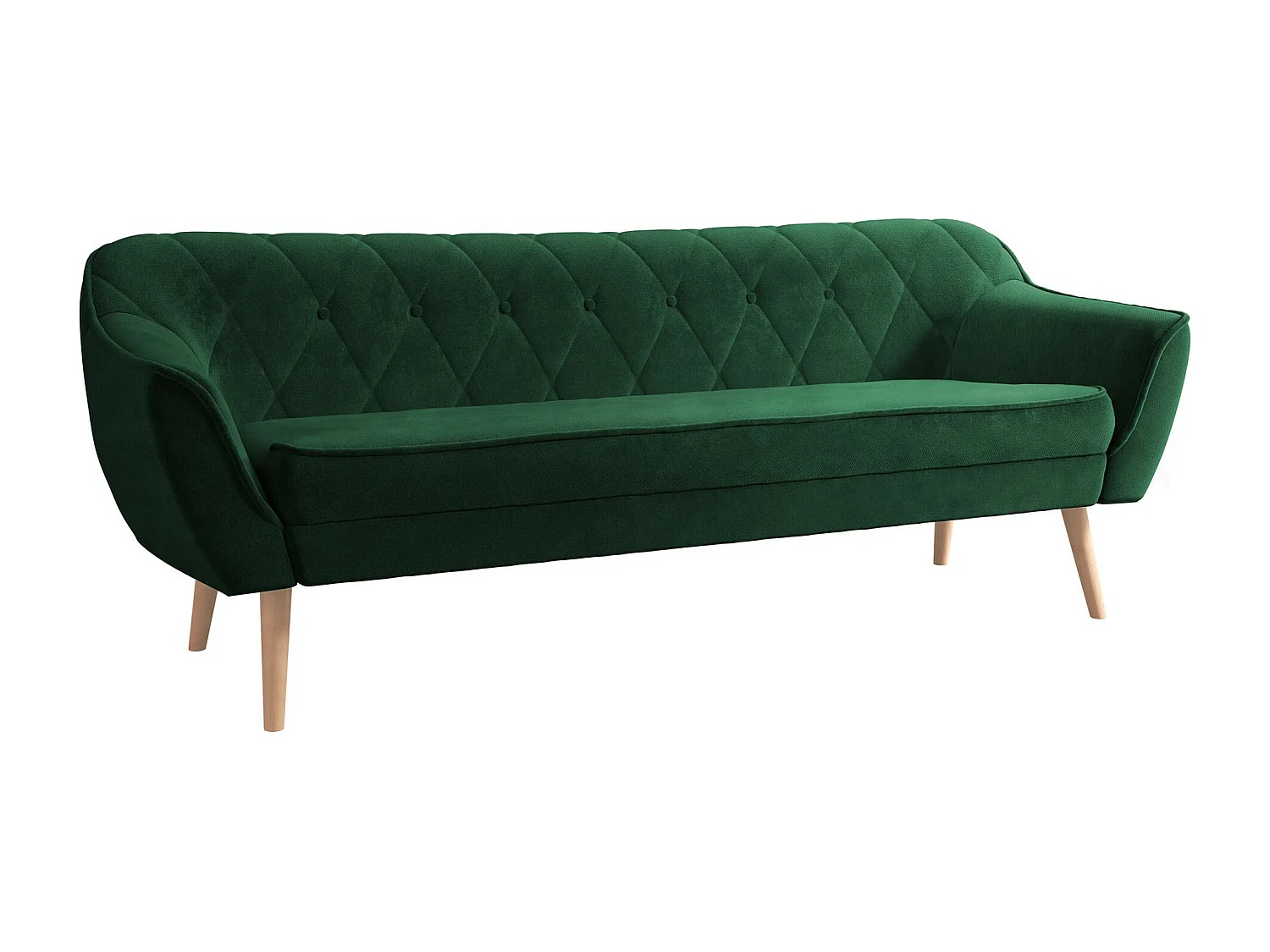 Canapé Glenview 106, Vert, 180x74x75cm, Tissu, Pieds: Bois