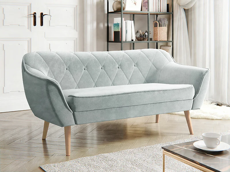 Canapé Glenview 107, Gris, 140x74x75cm, Tapisserie, Pieds: Bois