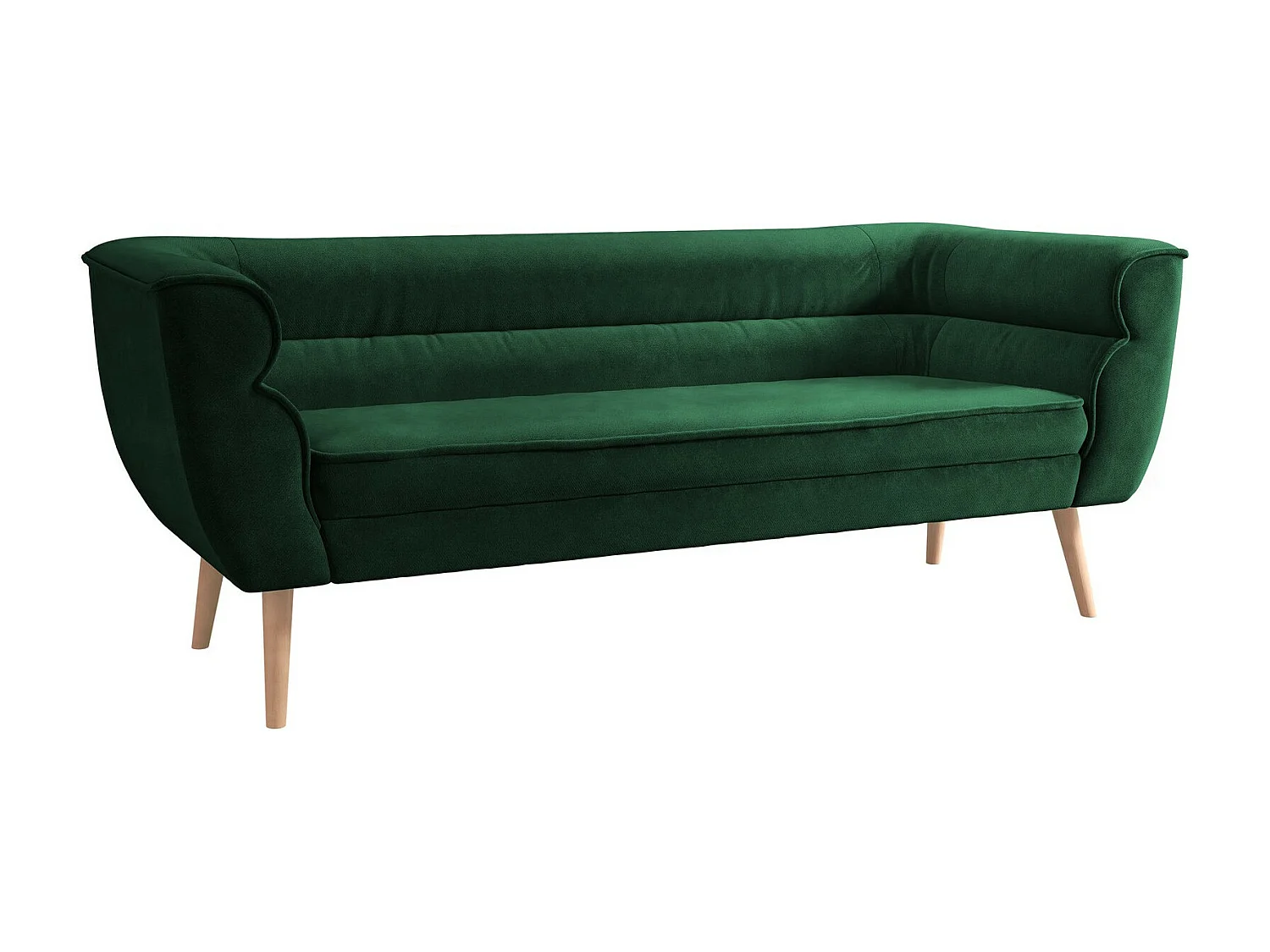 Canapé Glenview 100, Vert, 182x74x75cm, Tapisserie, Pieds: Bois