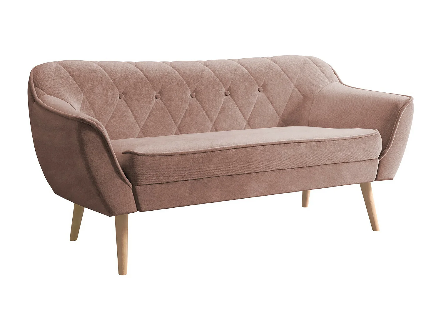 Canapé Glenview 107, Rose, 140x74x75cm, Tapisserie, Pieds: Bois