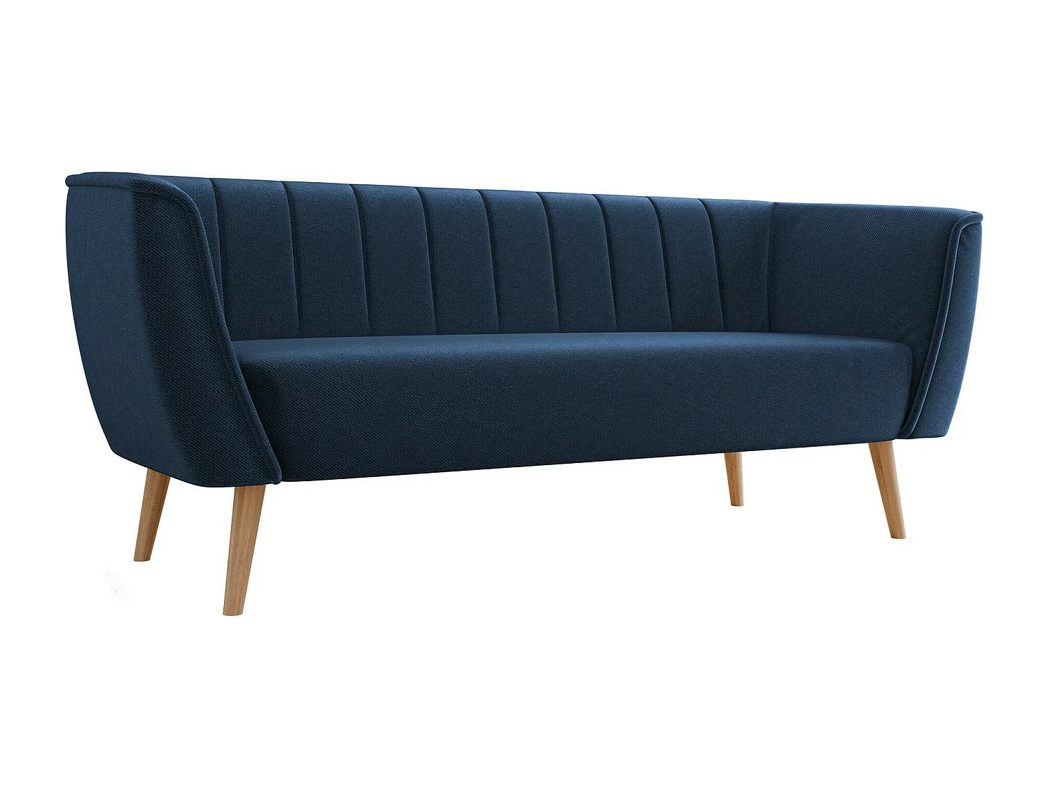 Canapé Glenview 103, Bleu, 182x74x75cm, Tapisserie, Pieds: Bois