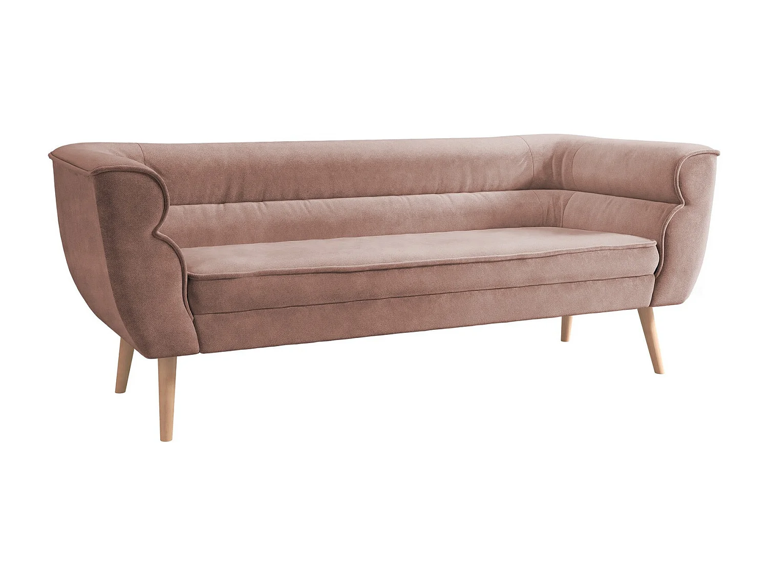 Canapé Glenview 100, Rose, 182x74x75cm, Tapisserie, Pieds: Bois