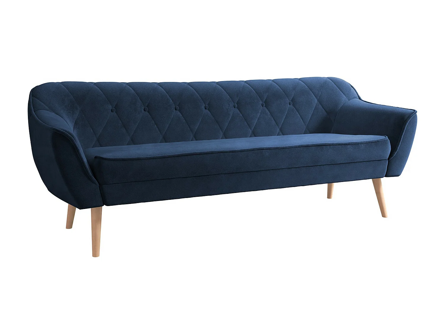 Canapé Glenview 106, Bleu, 180x74x75cm, Tapisserie, Pieds: Bois