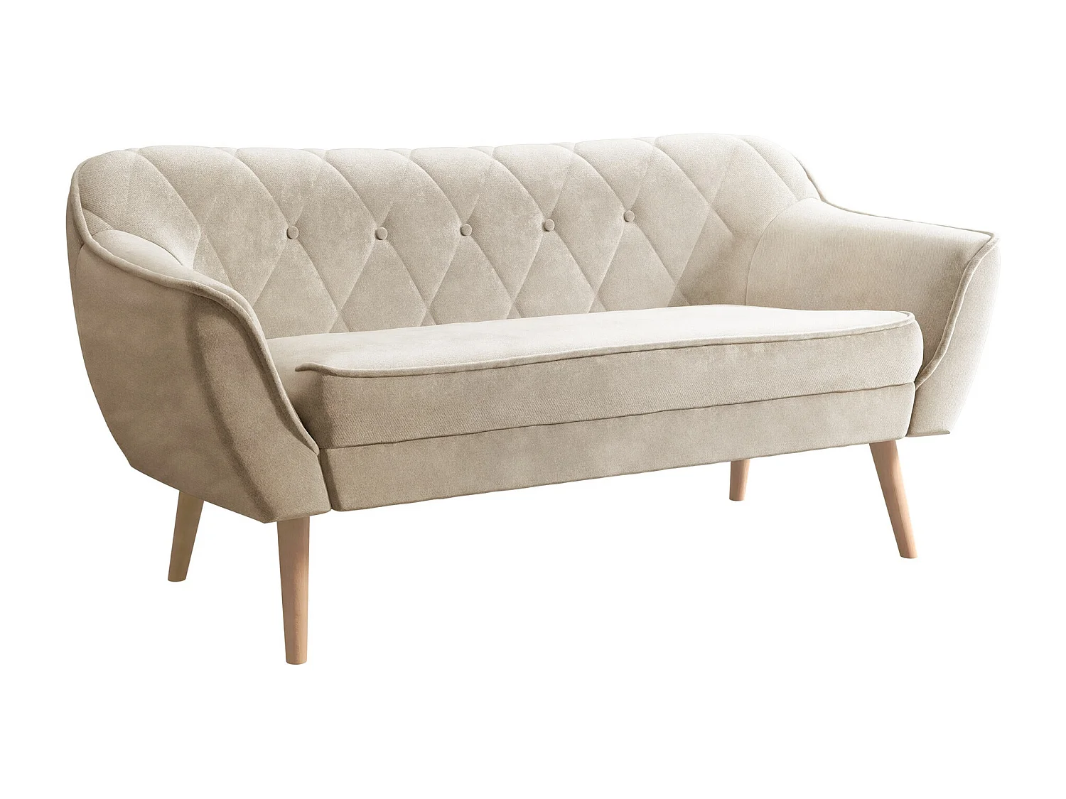 Canapé Glenview 107, Brun clair, 140x74x75cm, Tapisserie, Pieds: Bois