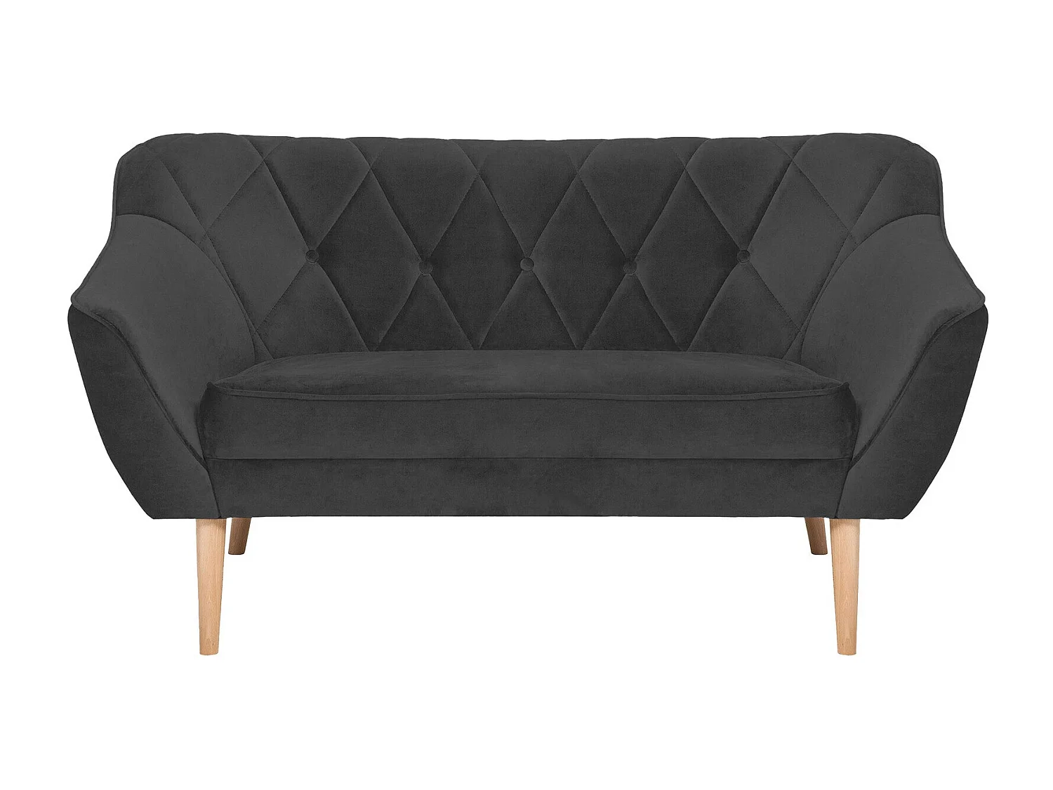 Canapé Glenview 107, Noir, 140x74x75cm, Tapisserie, Pieds: Bois