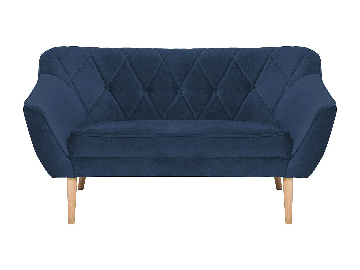 Canapé Glenview 107, Bleu, 140x74x75cm, Tapisserie, Pieds: Bois