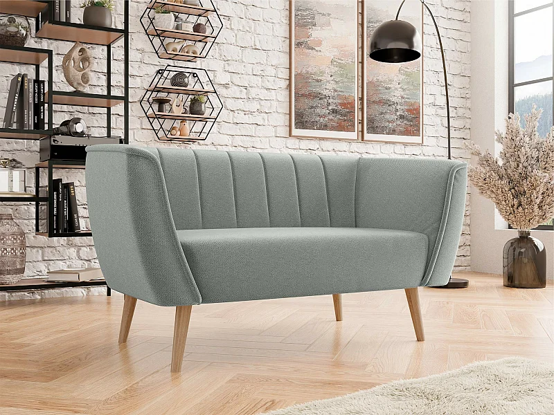 Canapé Glenview 104, Gris, 142x74x75cm, Tapisserie, Pieds: Bois