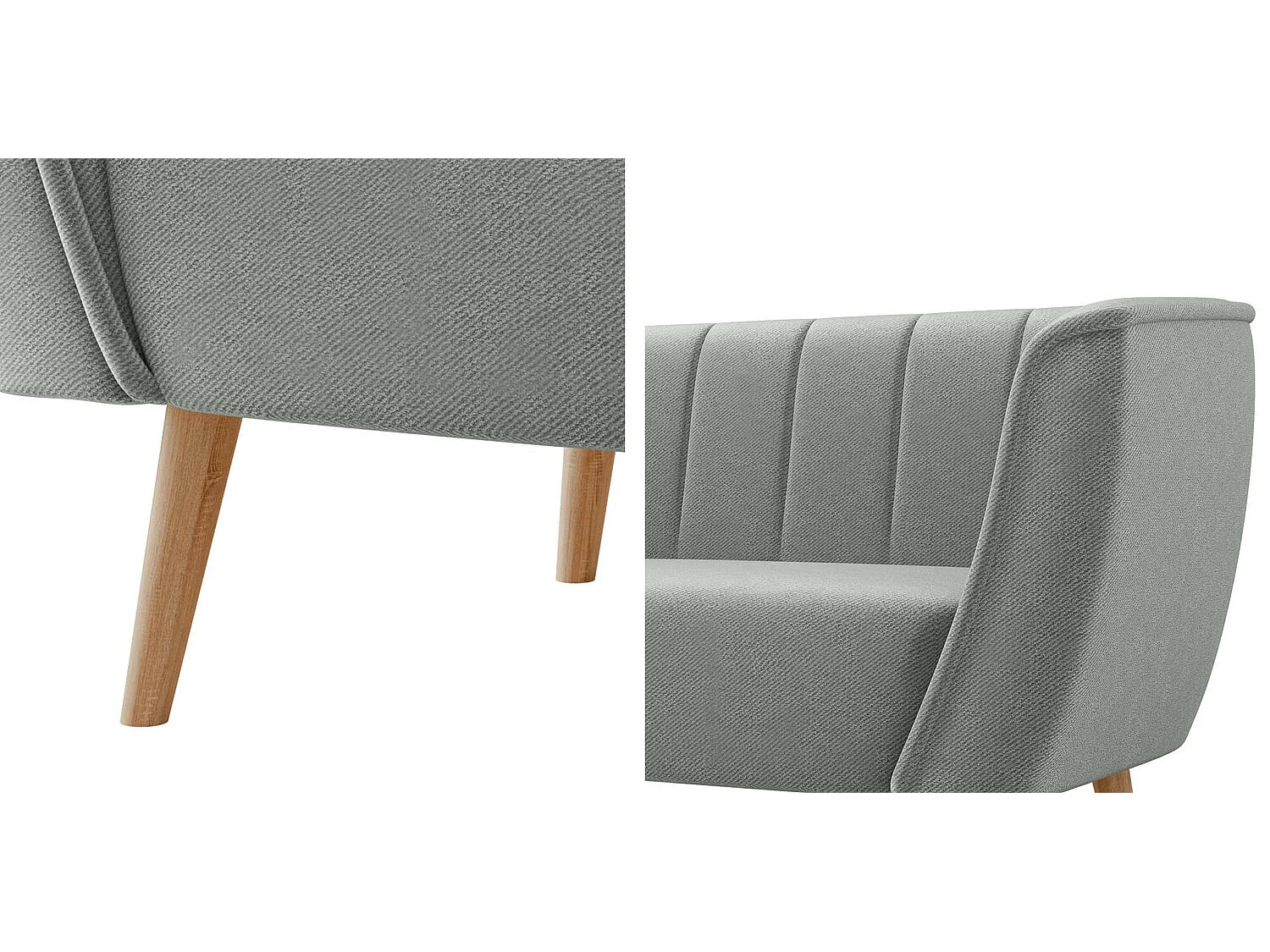 Canapé Glenview 104, Gris, 142x74x75cm, Tapisserie, Pieds: Bois