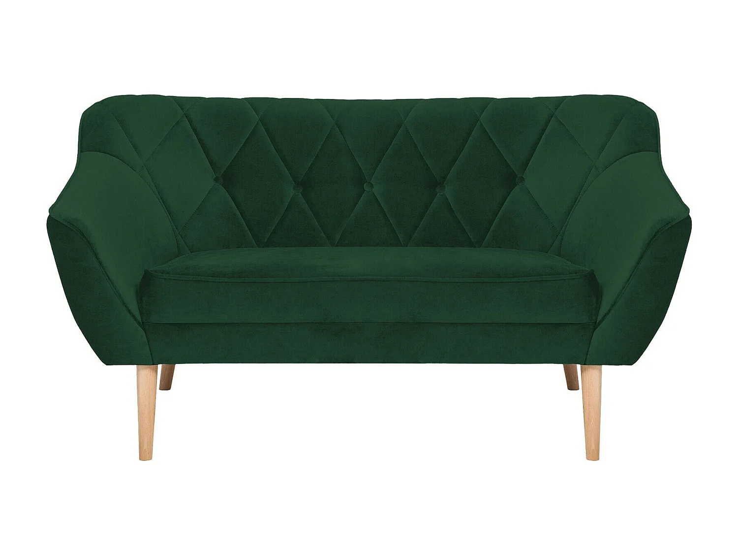 Canapé Glenview 107, Vert, 140x74x75cm, Tissu, Pieds: Bois