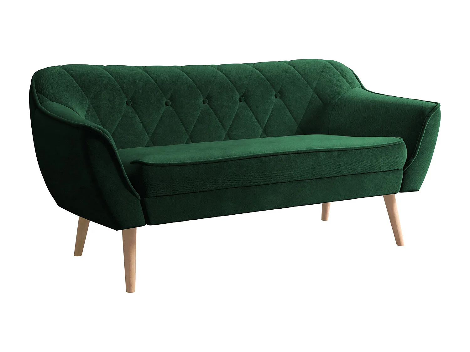 Canapé Glenview 107, Vert, 140x74x75cm, Tissu, Pieds: Bois