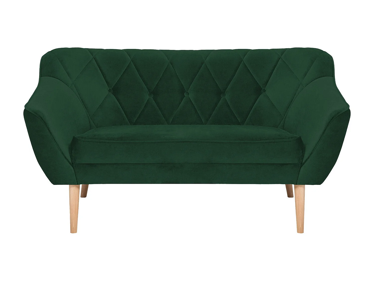 Canapé Glenview 107, Vert, 140x74x75cm, Tissu, Pieds: Bois