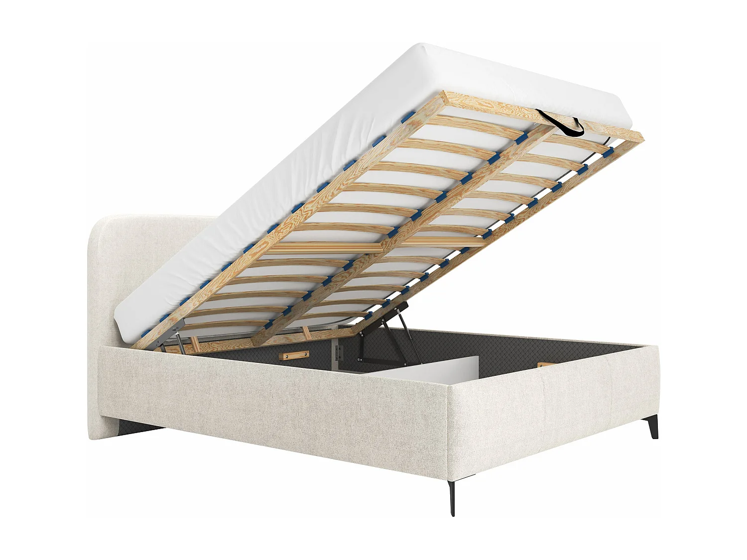 Lit ComfiDream Lumila, Double, Brun clair, 180x200, Tissu, Disponible, 189x210x106cm