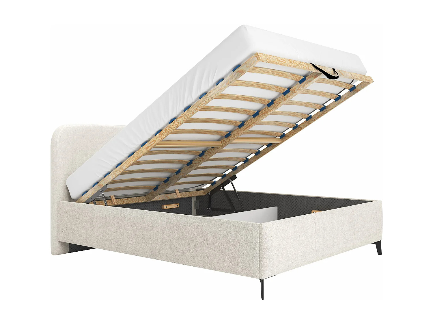 Lit ComfiDream 188, Double, Brun clair, 160x200, Tissu, Disponible, 169x210x106cm