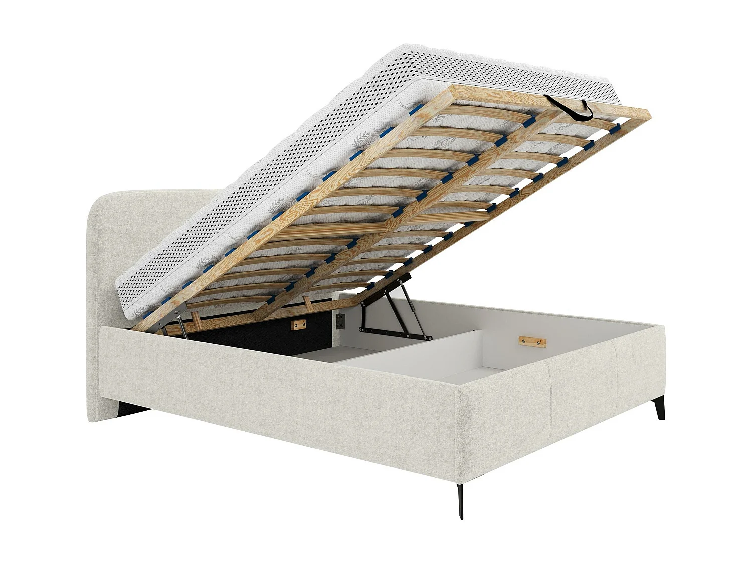 Lit ComfiDream 188, Double, Brun clair, 160x200, Tissu, Disponible, 169x210x106cm