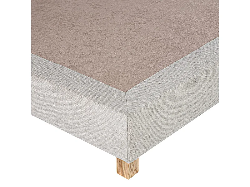 Sommier tapissier beige, Gamme Prestige Hôtel, bois massif + pieds offerts, 140x200cm