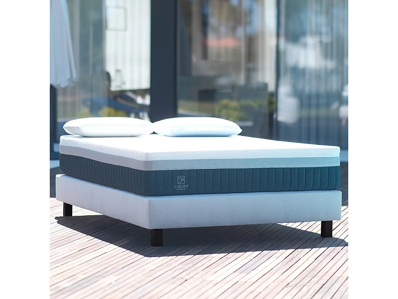 Sommier tapissier gris, Gamme Prestige Hôtel, Lattes & Pieds en Bois massif, 140x190cm