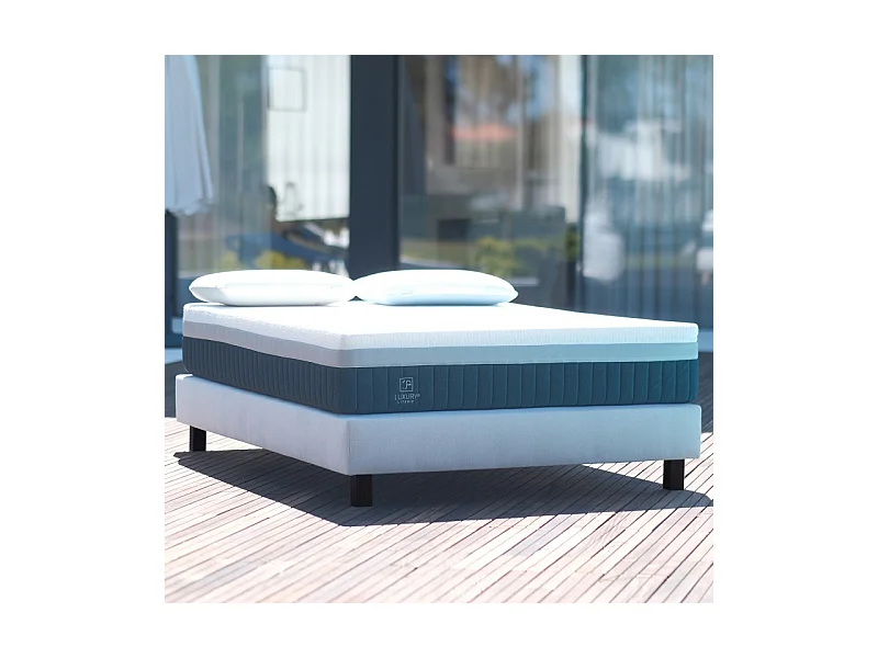 Sommier tapissier gris, Gamme Prestige Hôtel, Lattes & Pieds en Bois massif, 90x190cm