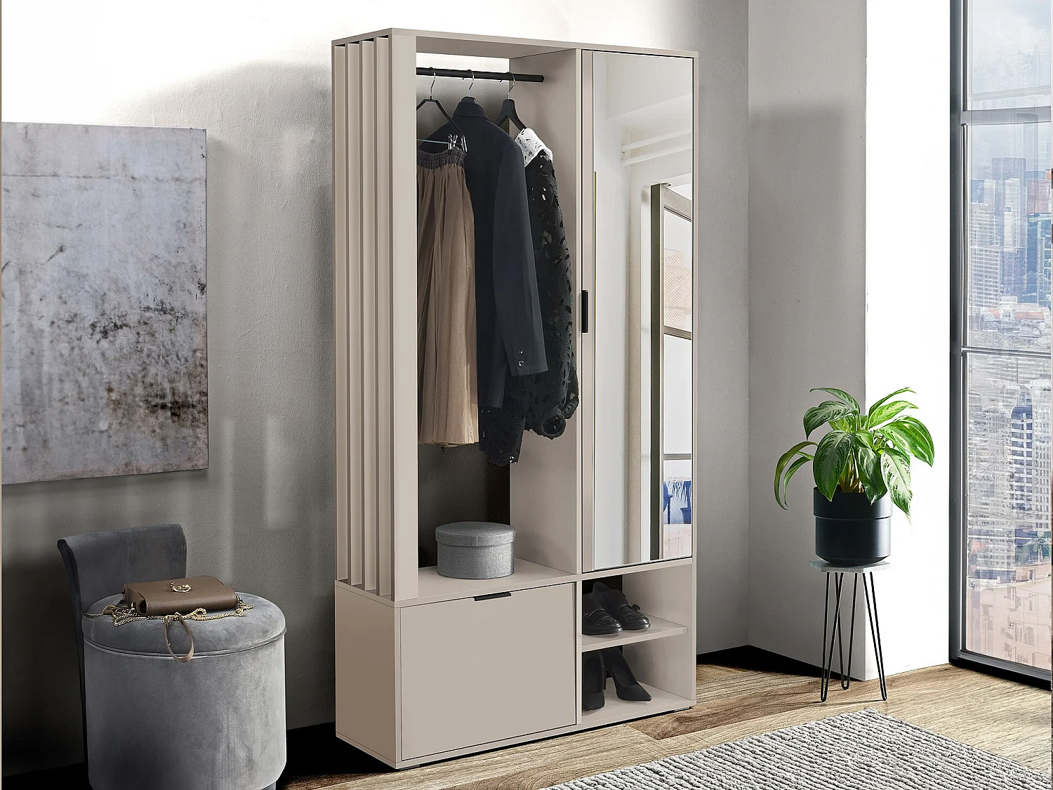 Conjunto para corredor Stanton 145, Espelho, Colocado, 19x10x3cm