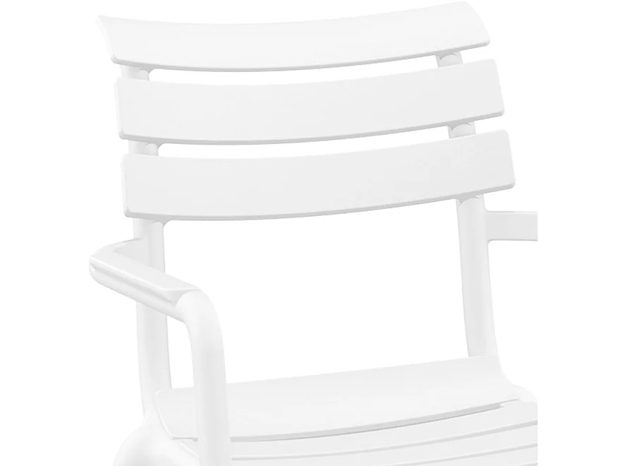 Gartenstuhl mit Armlehnen - FLORA - Weiß - 58x59x84 cm