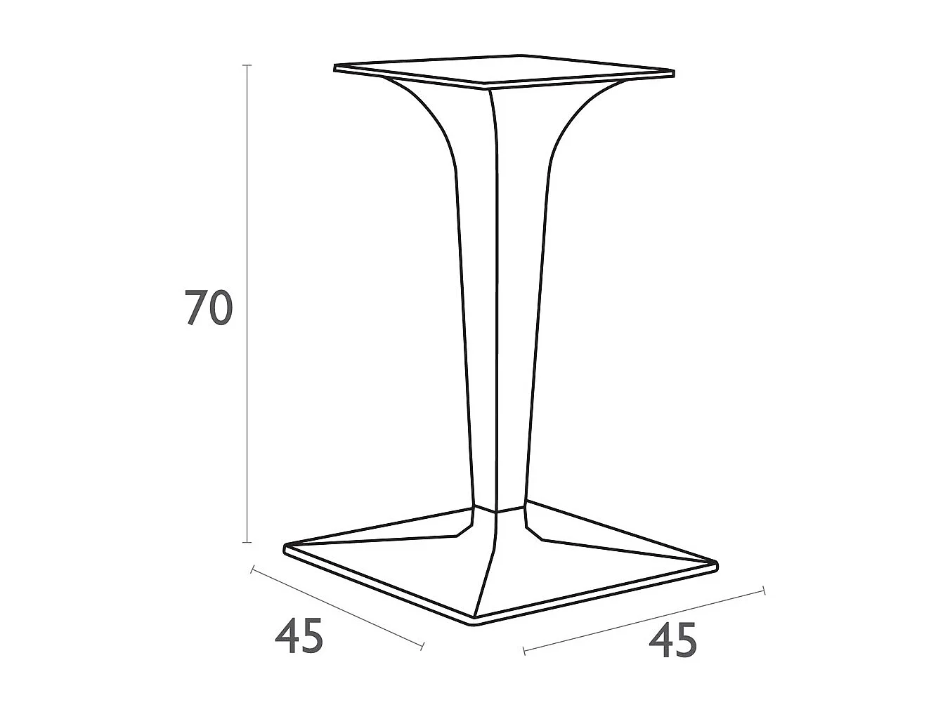 Tischbein - DIMO - transparant - 45x45x70 cm