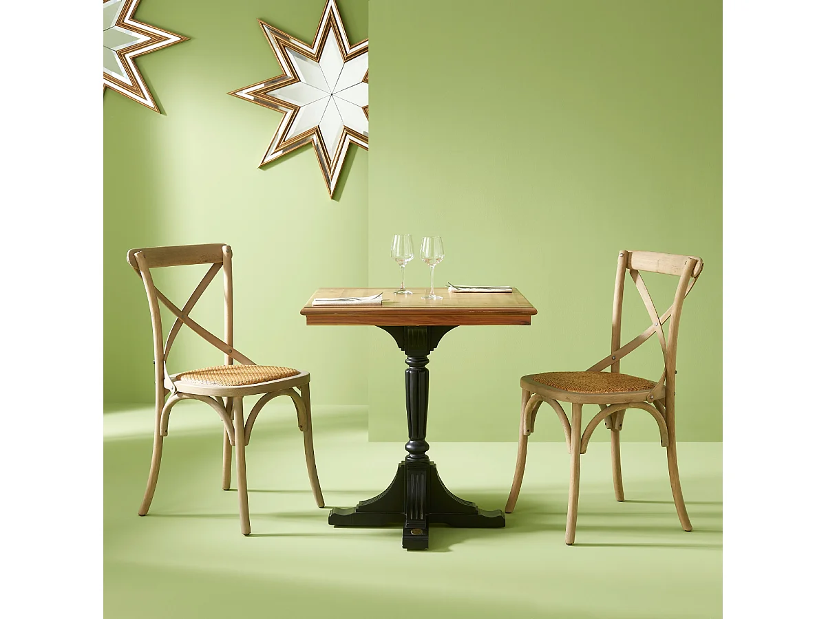 Set van 6 stoelen van massief hout en webbing L61 cm - BISTROT