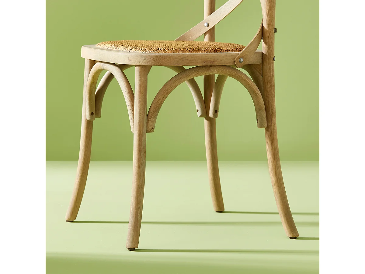 Set van 6 stoelen van massief hout en webbing L61 cm - BISTROT