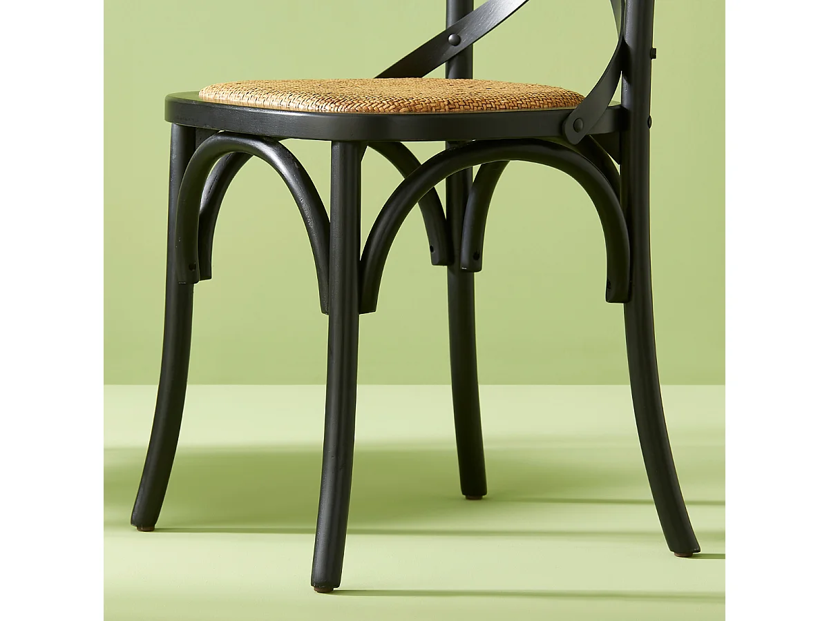 Lot de 6 chaises en bois massif et cannage L61 cm - BISTROT