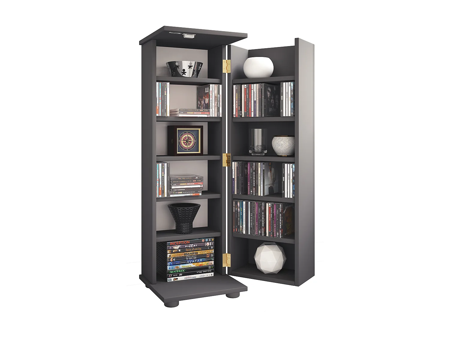 CD / DVD Media Shelf Engalo Anthracite H. 93 x W. 31 x D. 31 cm