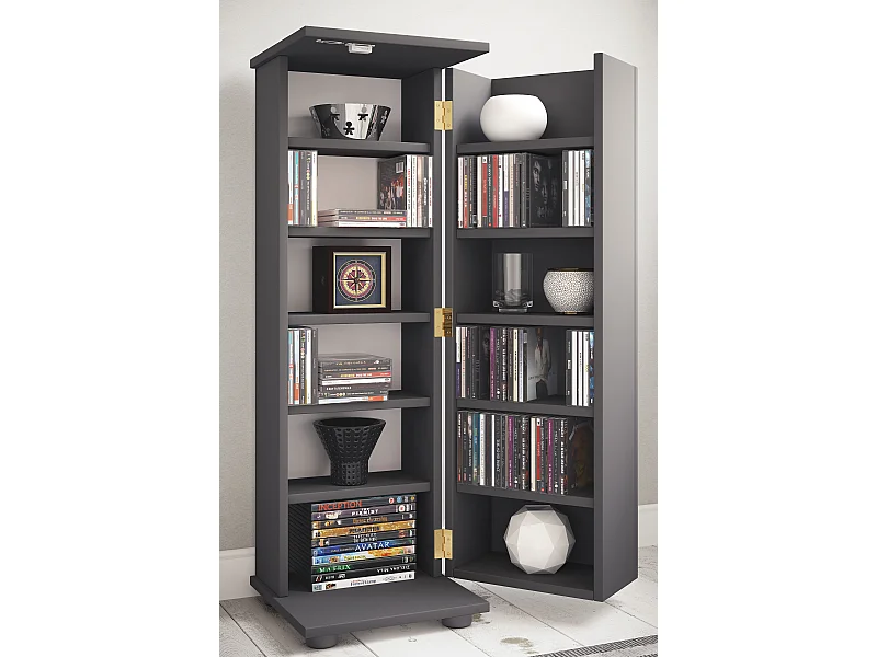 CD / DVD Media Shelf Engalo Anthracite H. 93 x W. 31 x D. 31 cm