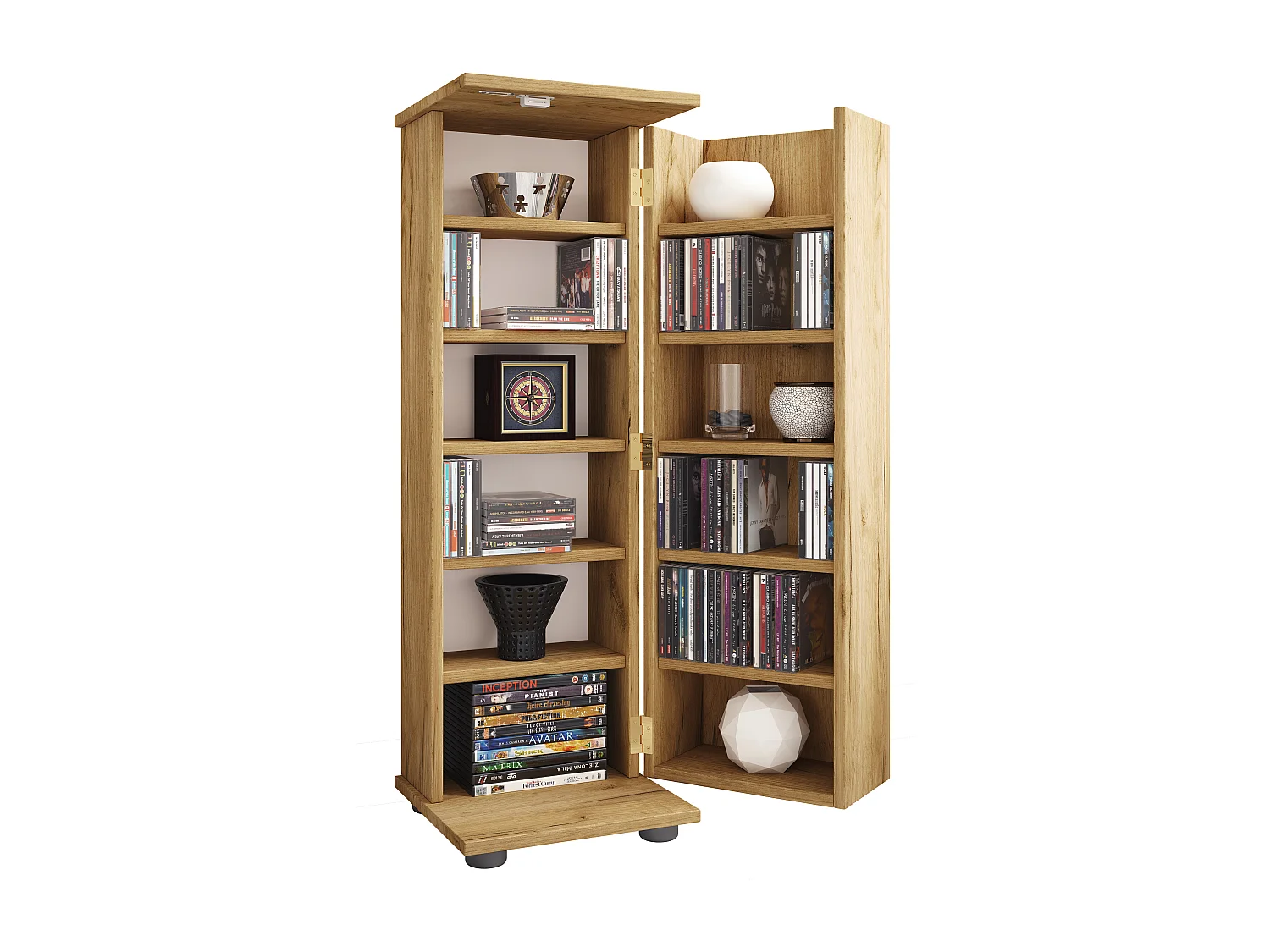 CD / DVD Media Shelf Engalo Honey oak H. 93 x W. 31 x D. 31 cm