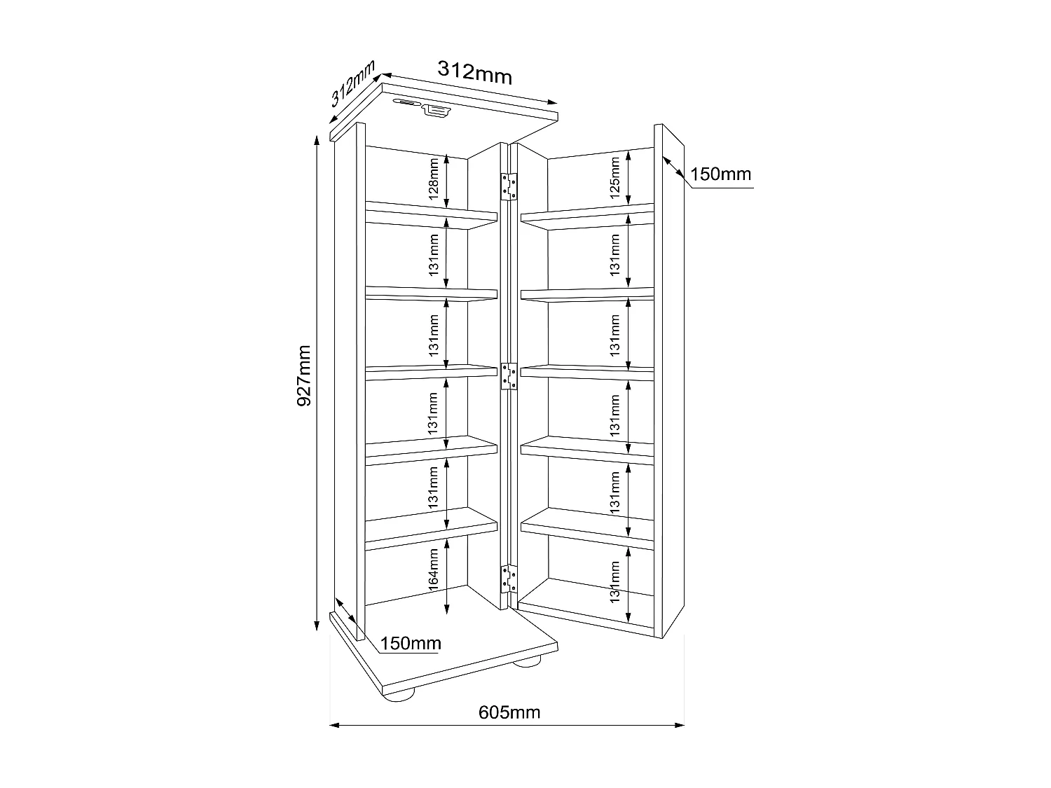 CD / DVD Media Shelf Engalo Honey oak H. 93 x W. 31 x D. 31 cm