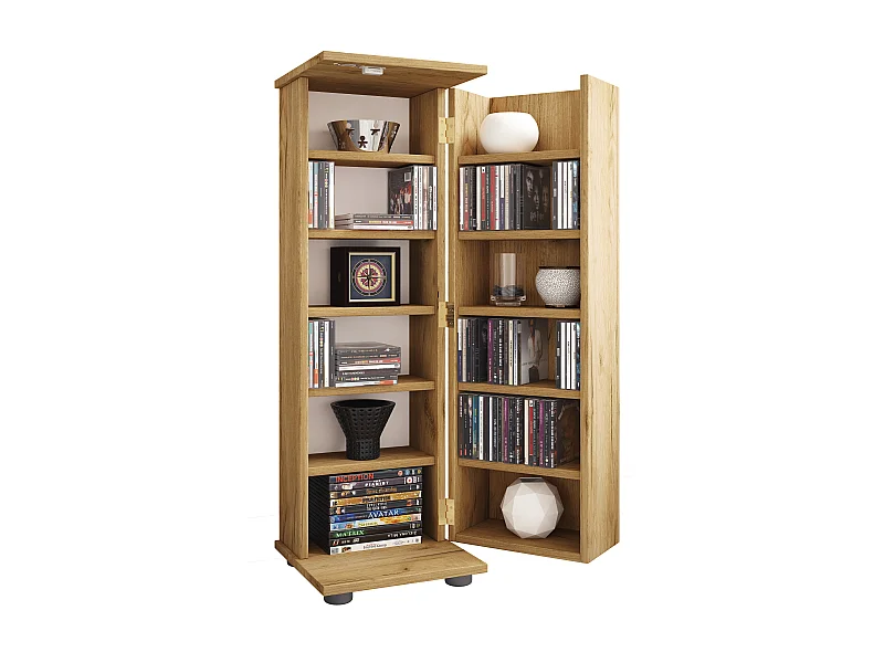 CD / DVD Media Shelf Engalo Honey oak H. 93 x W. 31 x D. 31 cm