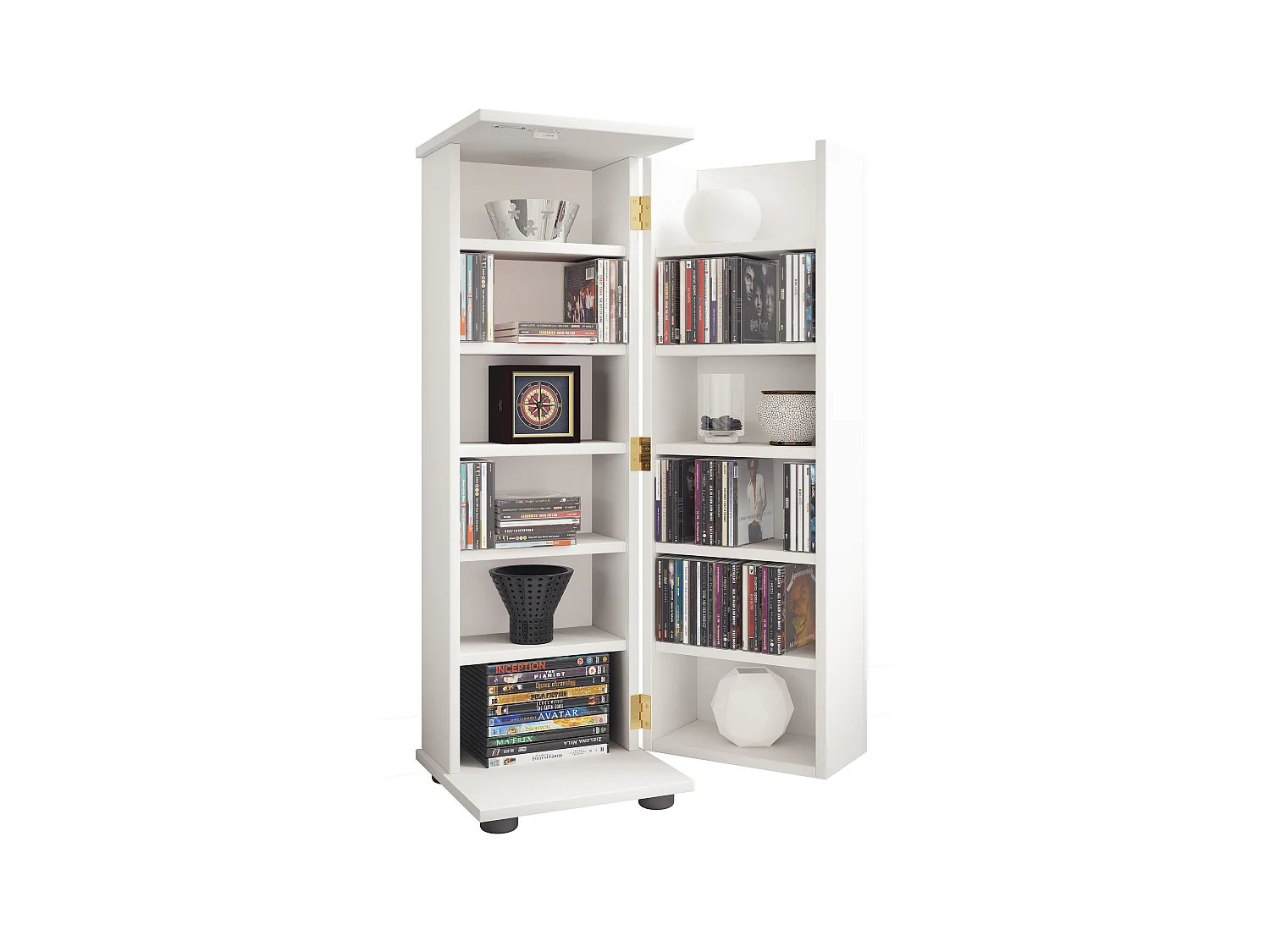 CD / DVD Media Shelf Engalo White H. 93 x W. 31 x D. 31 cm