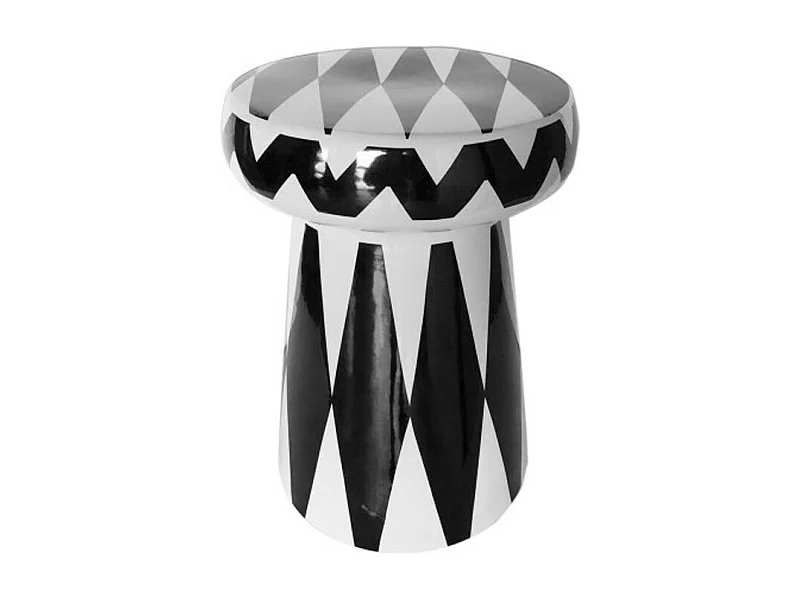 Pouf en céramique Africa Noir et Blanc