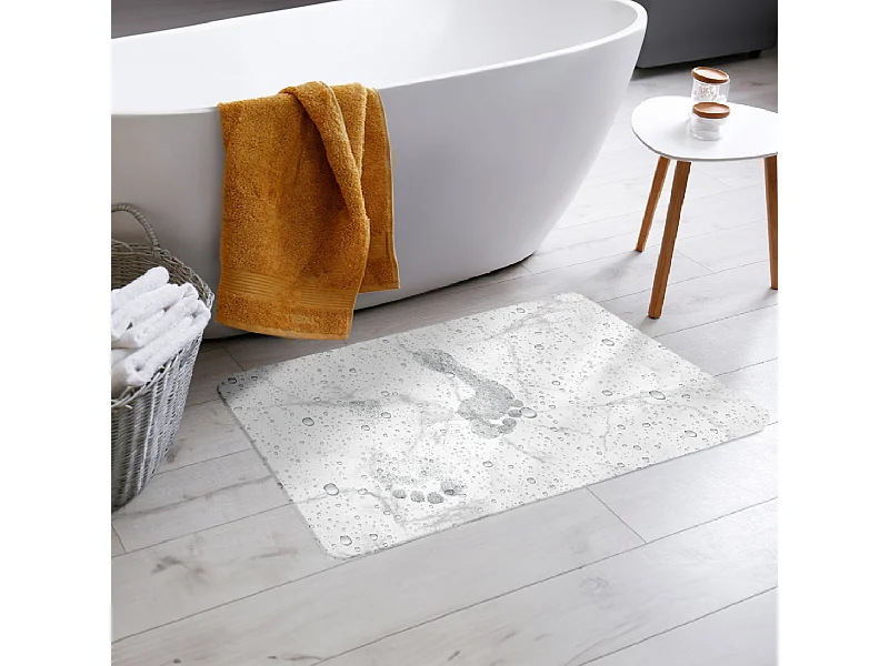 Tapis de Bain à Motifs "Aqua" 40x60cm Blanc