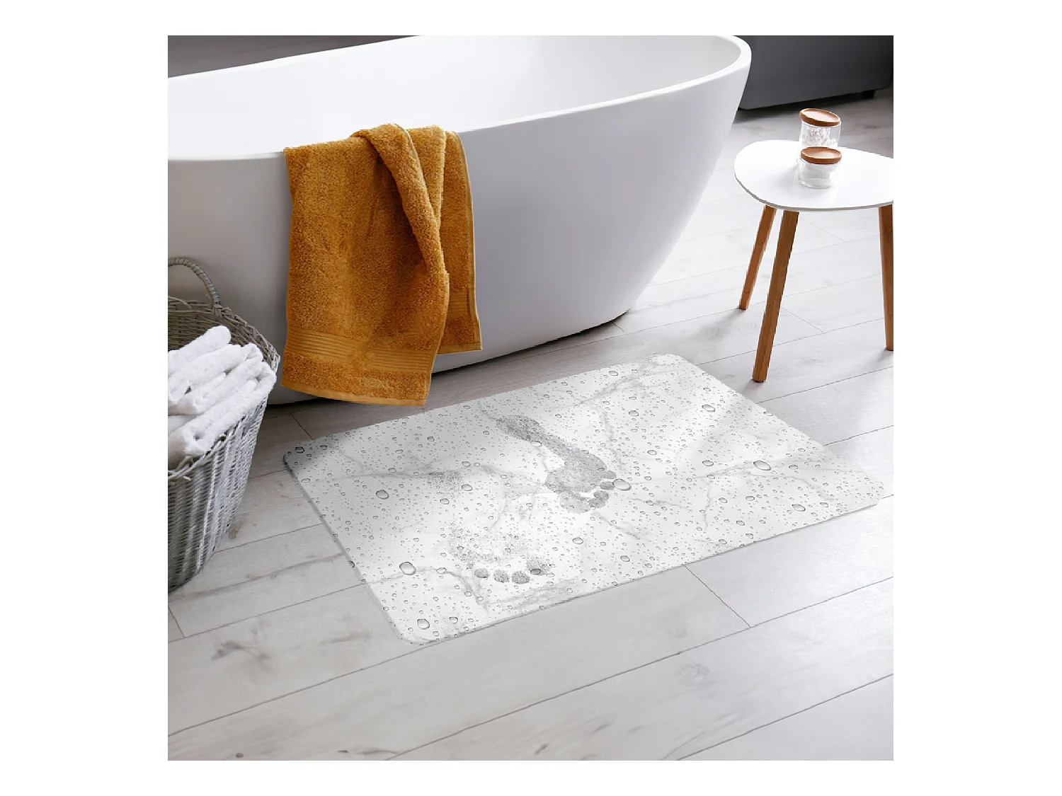 Tapis de Bain à Motifs "Aqua" 40x60cm Blanc