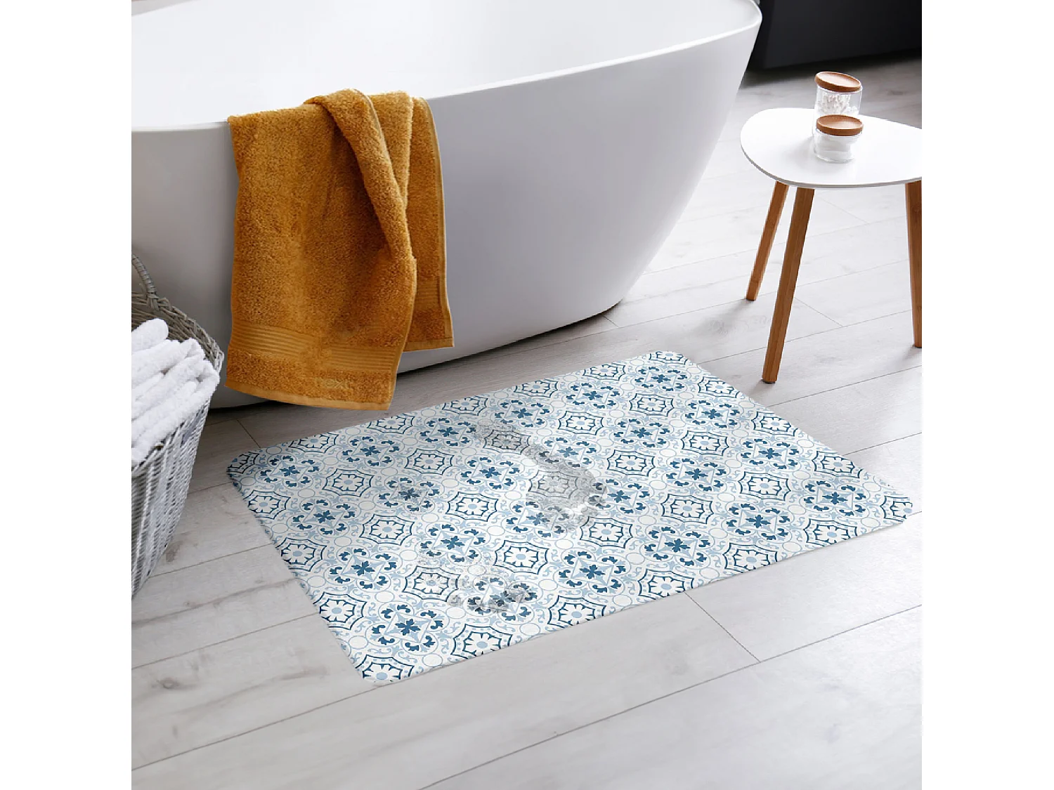 Tapis de Bain à Motifs "Atlanta" 40x60cm Bleu