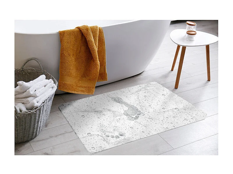 Tapis de Bain à Motifs "Aqua" 35x45cm Blanc