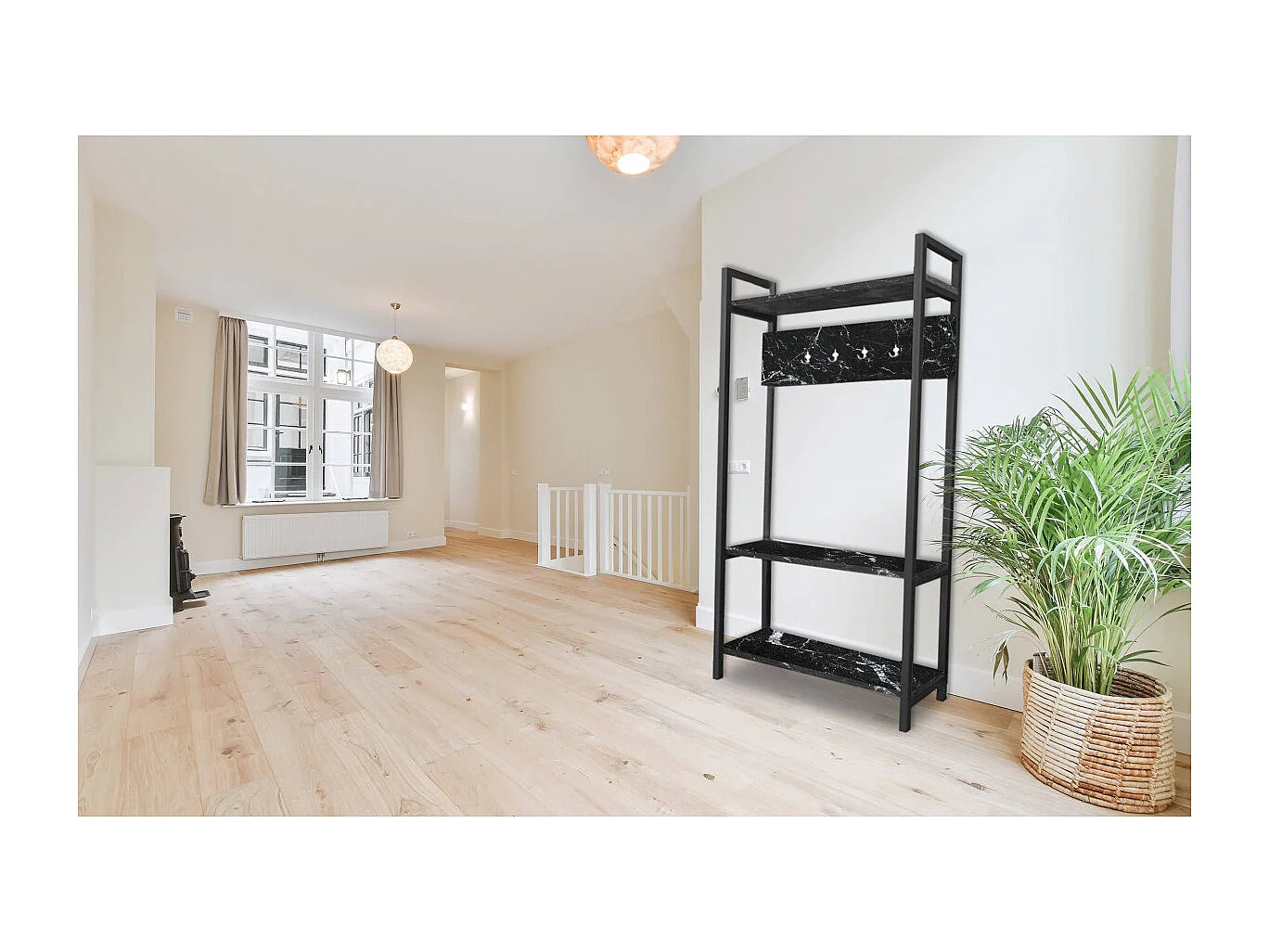 Meuble d'Entrée Vestiaire "Sicaret" 180cm Noir Mat