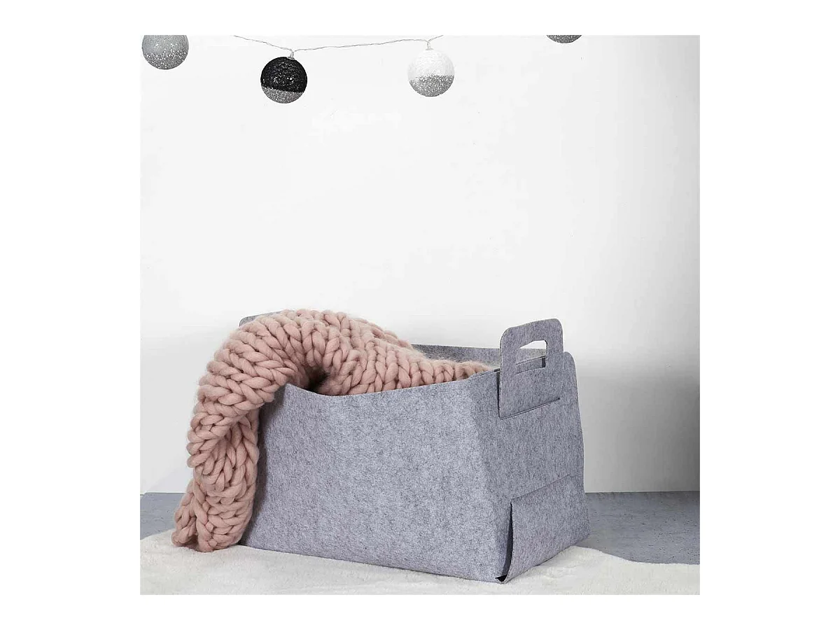 Panier de Rangement "Feutre Pliable" 50cm Gris