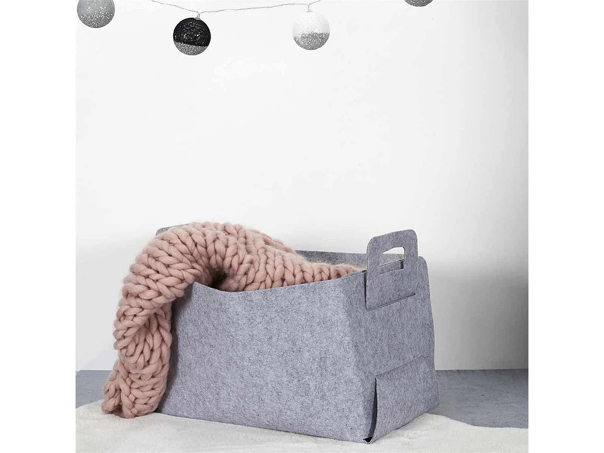 Panier de Rangement "Feutre Pliable" 50cm Gris