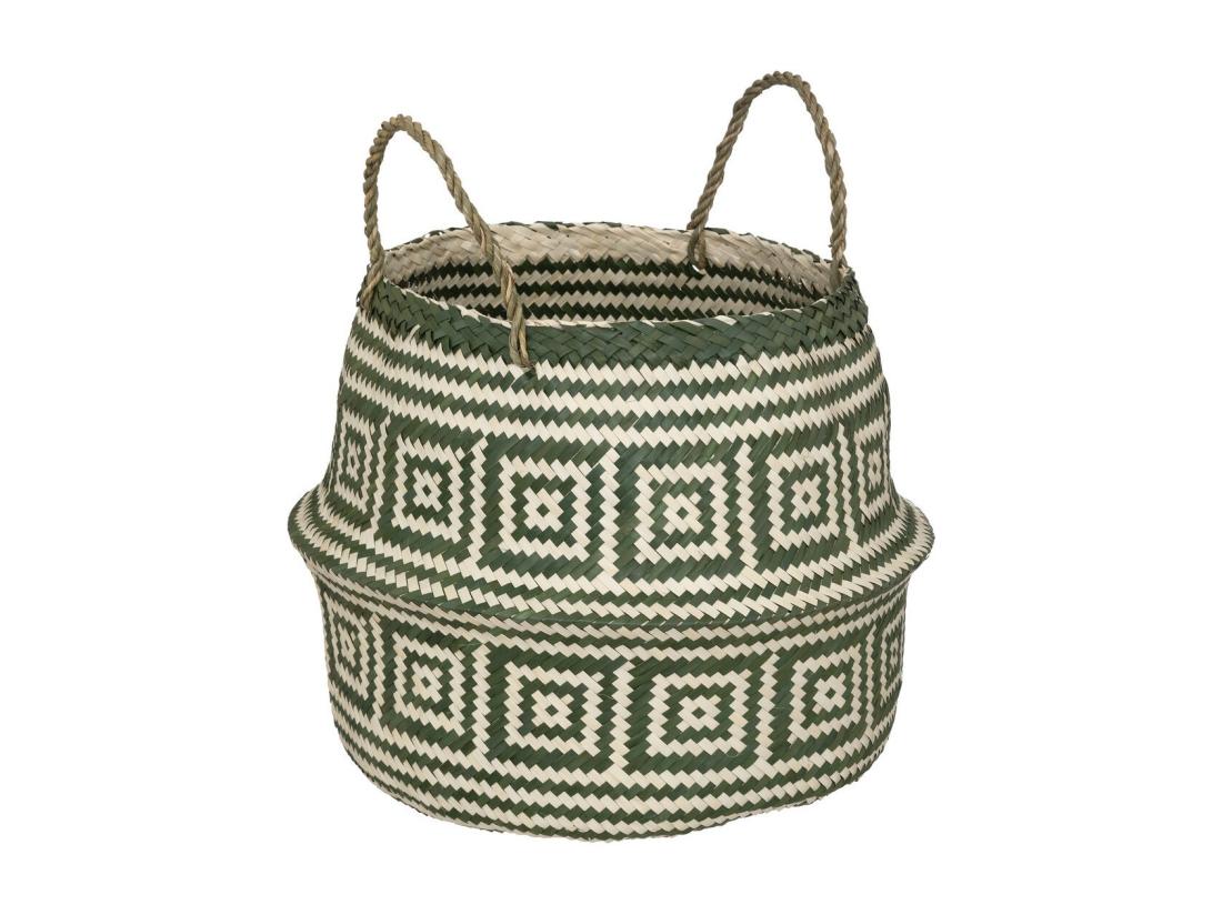 vente unique Panier de Rangement Déco "Frise" 40cm Vert
