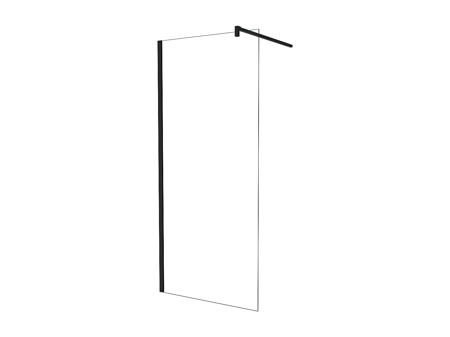 Resguardo frontal de duche sem moldura exterior,vidro temperado anti-calcário de 5mm com barra de 90cm,perfil Preto Mate,(780-800)x1900mm-AICA