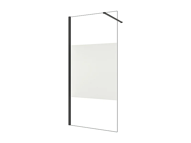 Painel de duche Fixo Impressão de tela central Vidro 8mm com Filme de Segurança à Prova de Explosão (68-70)x200cm com Barra1 Preta fosca 90cm-AICA