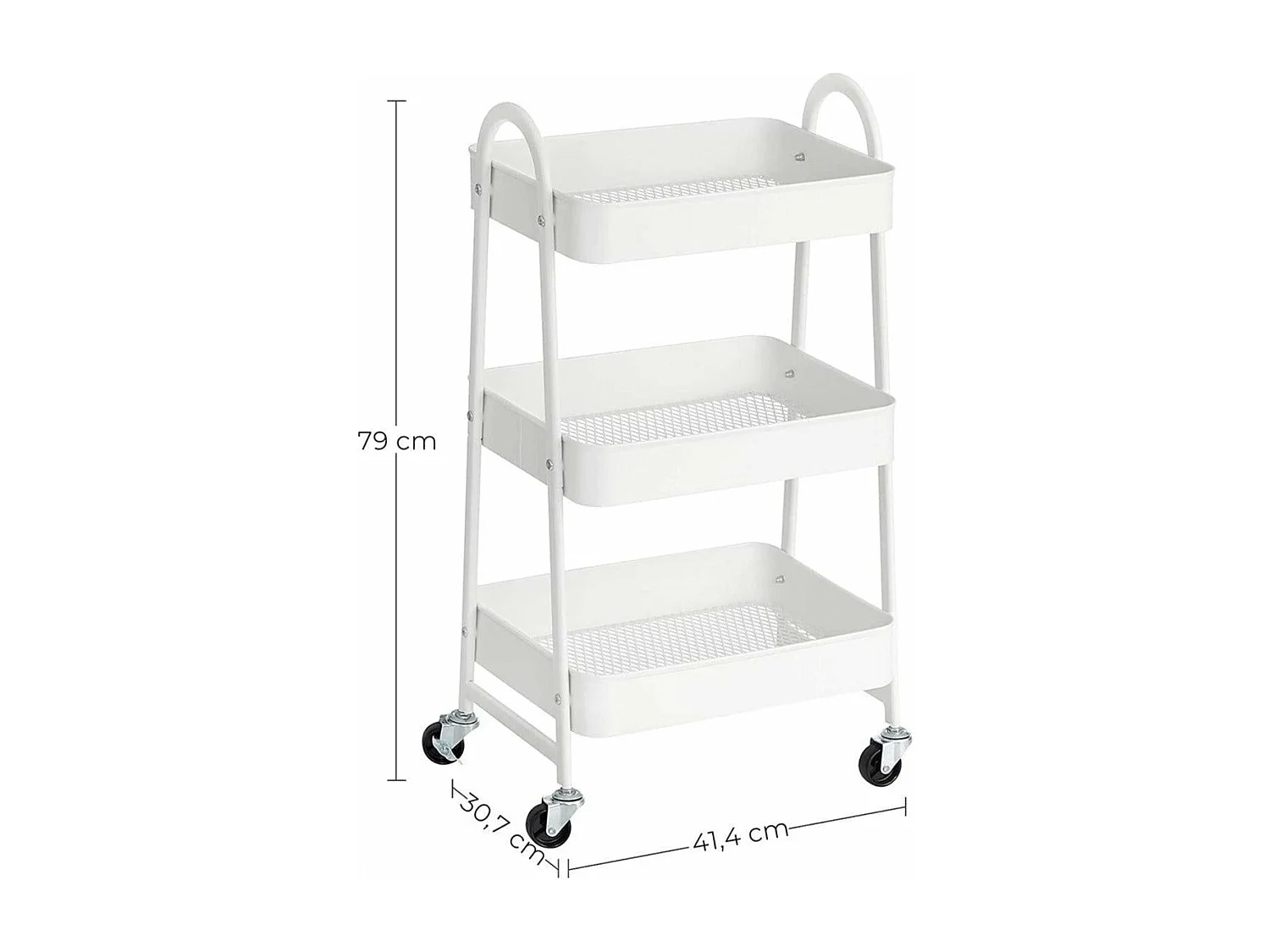Chariot mobile à 3 métal blanche 45 x 0.6 x 23.5 cm 12_0002455