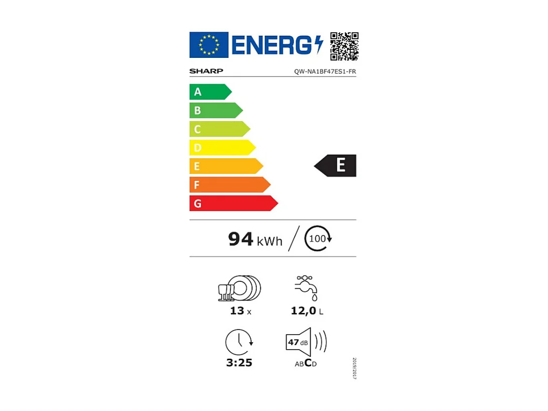 Sharp Lave-vaisselle 60cm 13 couverts 47db - QWNA1BF47ES1