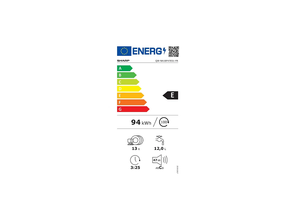 Sharp Lave-vaisselle 60cm 13 couverts 47db - QWNA1BF47ES1