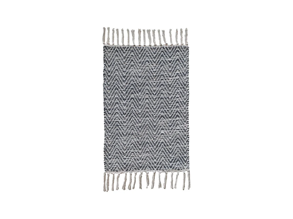 Tapis 40 x 60 cm en coton brodé de motifs chevrons gris clair – GLOW